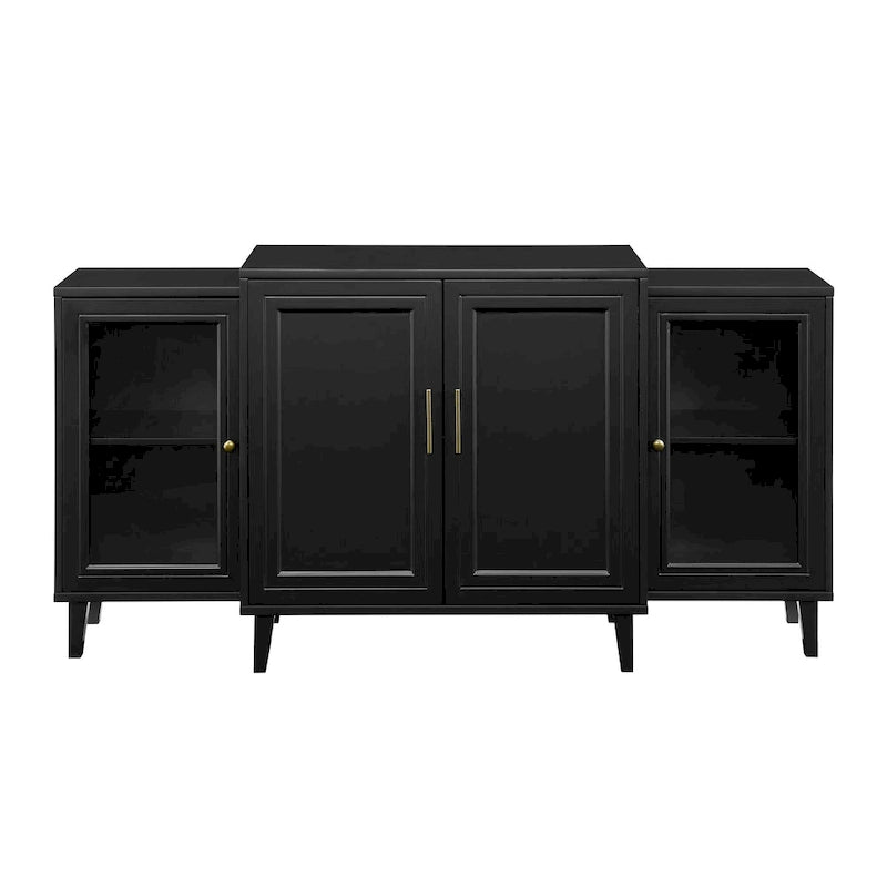 4-Door Breakfront Sideboard with Glass Doors and Adjustable Shelves