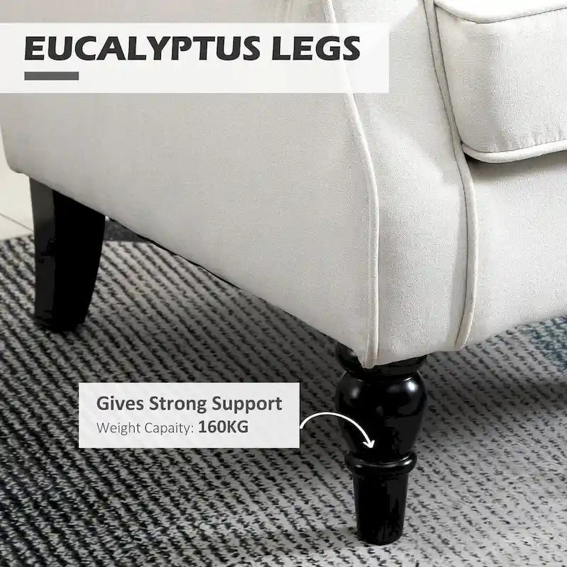 Button-Tufted Accent Chair with High Wingback, Rounded Cushioned Armrests, and Thick Padded Seat
