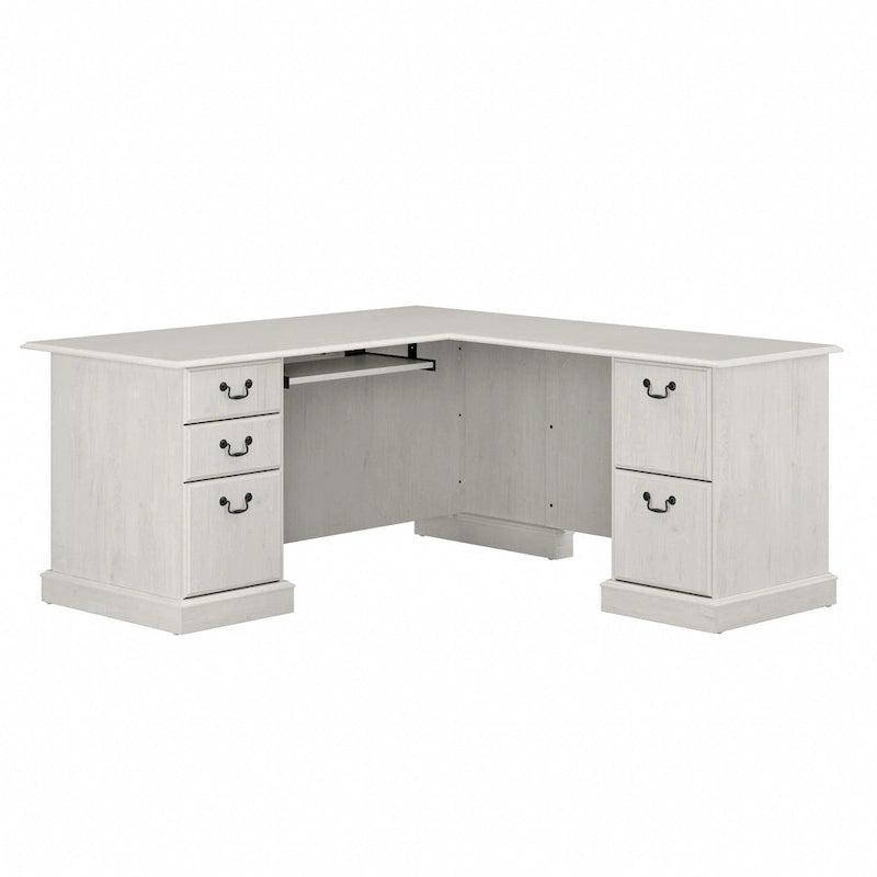 L-Shaped Computer Desk with 3 File Drawers, 2 Box Drawers and Keyboard Tray