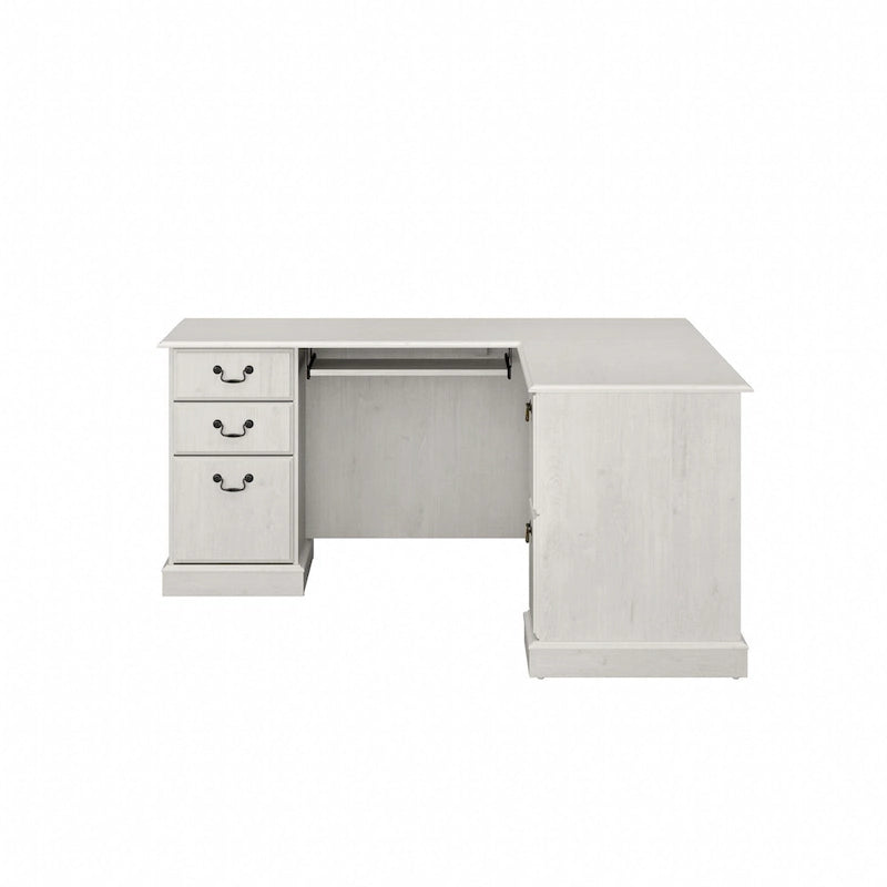 L-Shaped Computer Desk with 3 File Drawers, 2 Box Drawers and Keyboard Tray