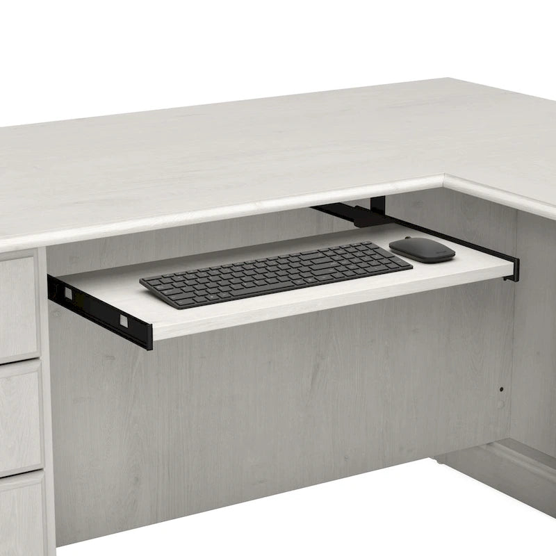 L-Shaped Computer Desk with 3 File Drawers, 2 Box Drawers and Keyboard Tray