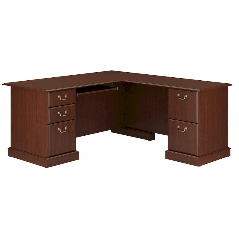 L-Shaped Computer Desk with 3 File Drawers, 2 Box Drawers and Keyboard Tray