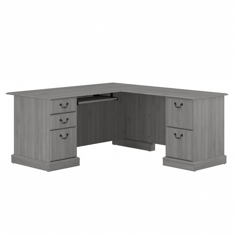 L-Shaped Computer Desk with 3 File Drawers, 2 Box Drawers and Keyboard Tray