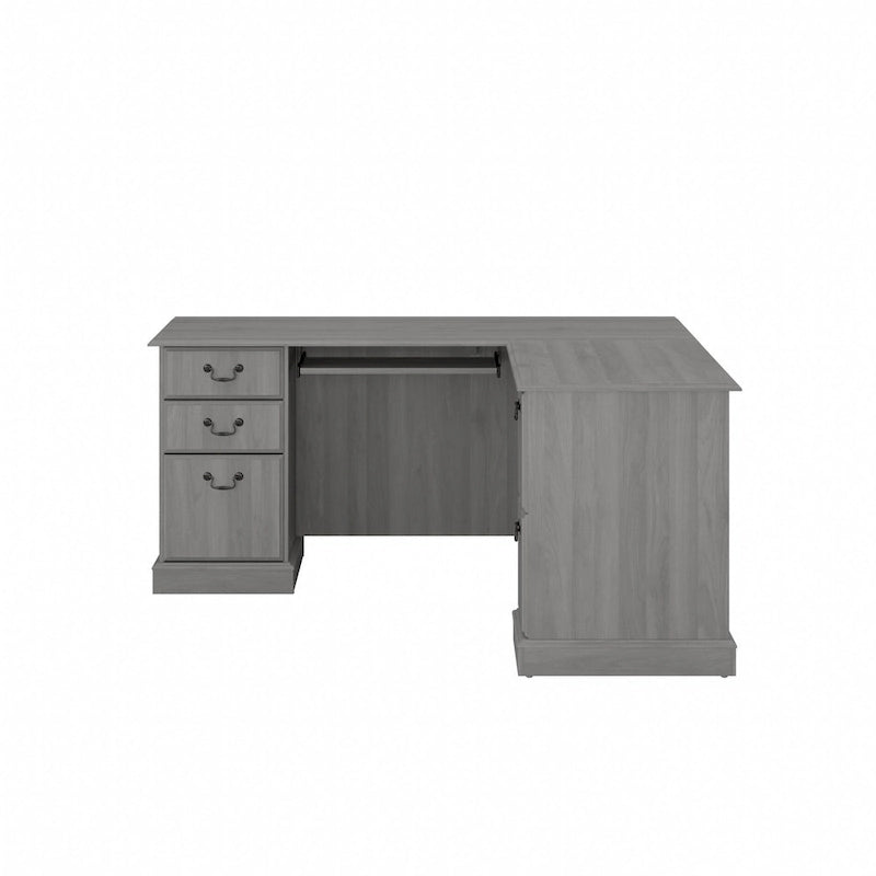 L-Shaped Computer Desk with 3 File Drawers, 2 Box Drawers and Keyboard Tray