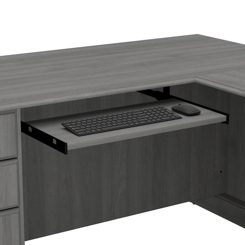 L-Shaped Computer Desk with 3 File Drawers, 2 Box Drawers and Keyboard Tray