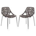 Stackable Modern Dining Chair with Cut-Out Backrest and Chrome Legs, Set of 2