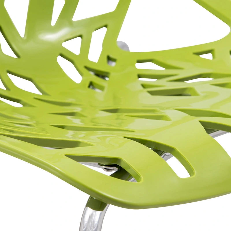 Stackable Modern Dining Chair with Cut-Out Backrest and Chrome Legs, Set of 2