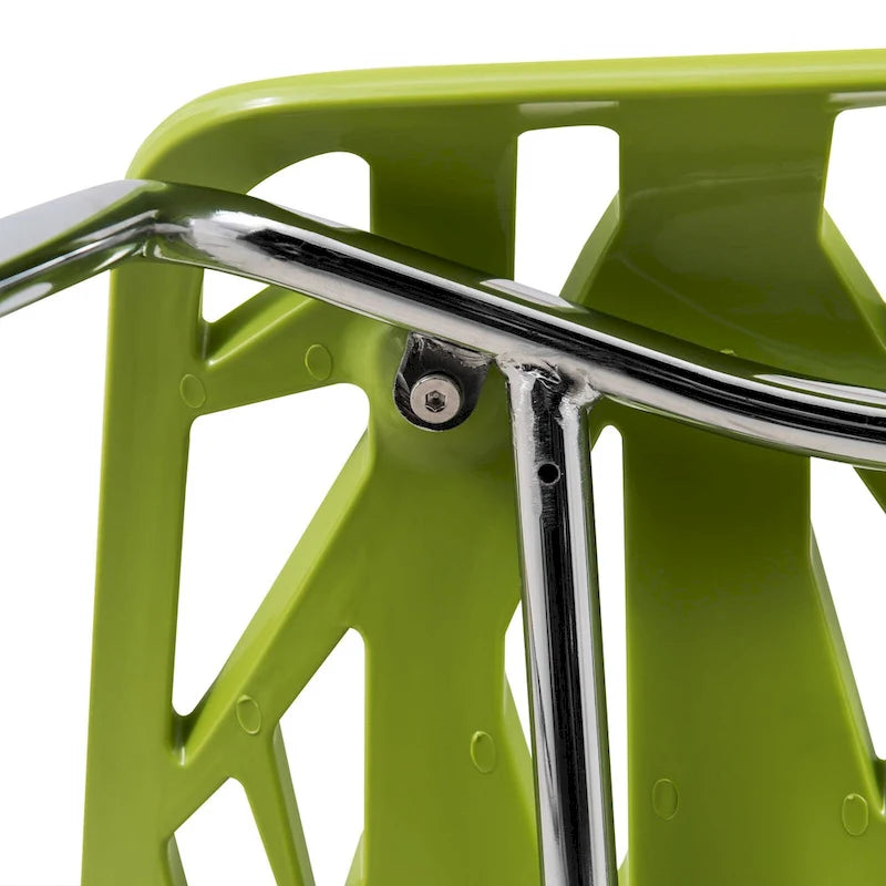 Stackable Modern Dining Chair with Cut-Out Backrest and Chrome Legs, Set of 2
