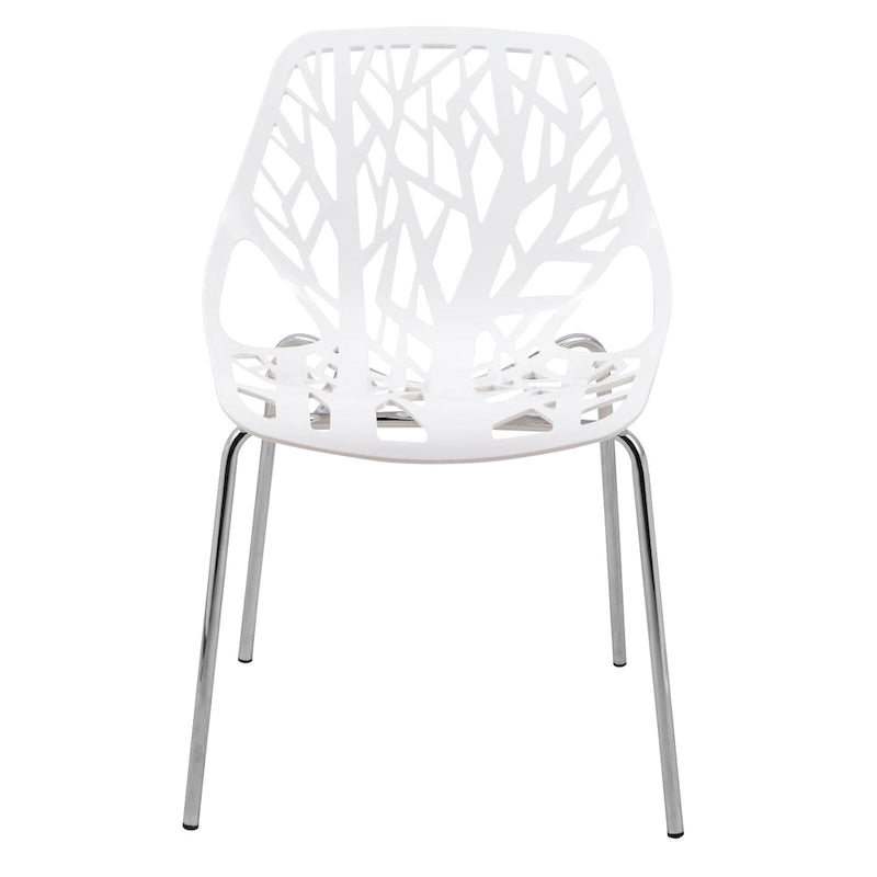 Stackable Modern Dining Chair with Cut-Out Backrest and Chrome Legs, Set of 2