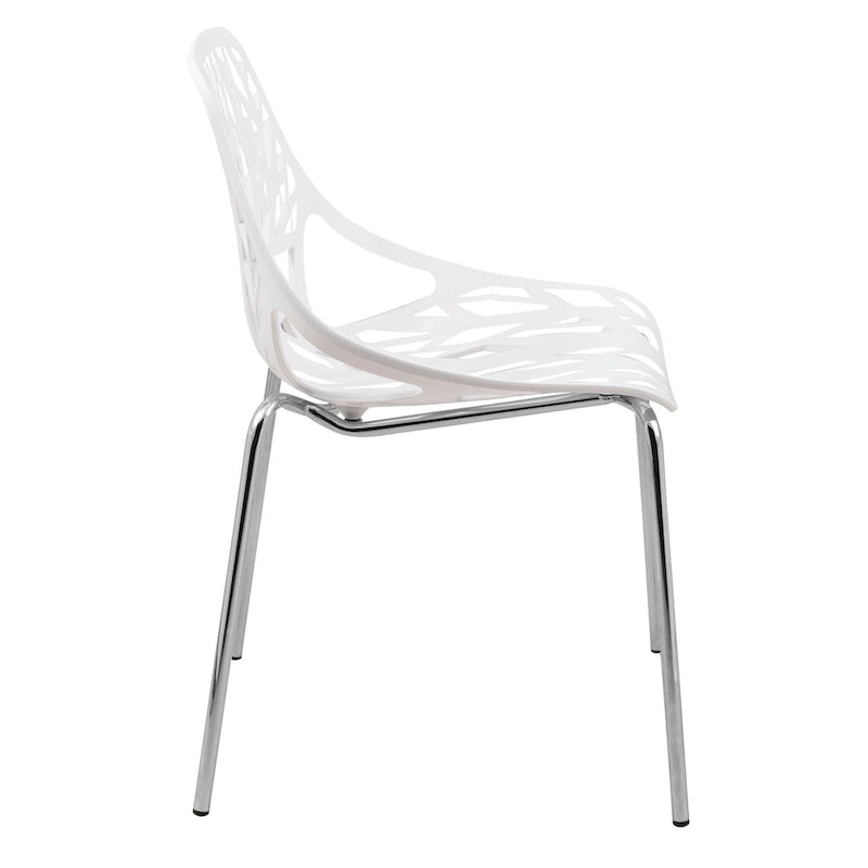 Stackable Modern Dining Chair with Cut-Out Backrest and Chrome Legs, Set of 2
