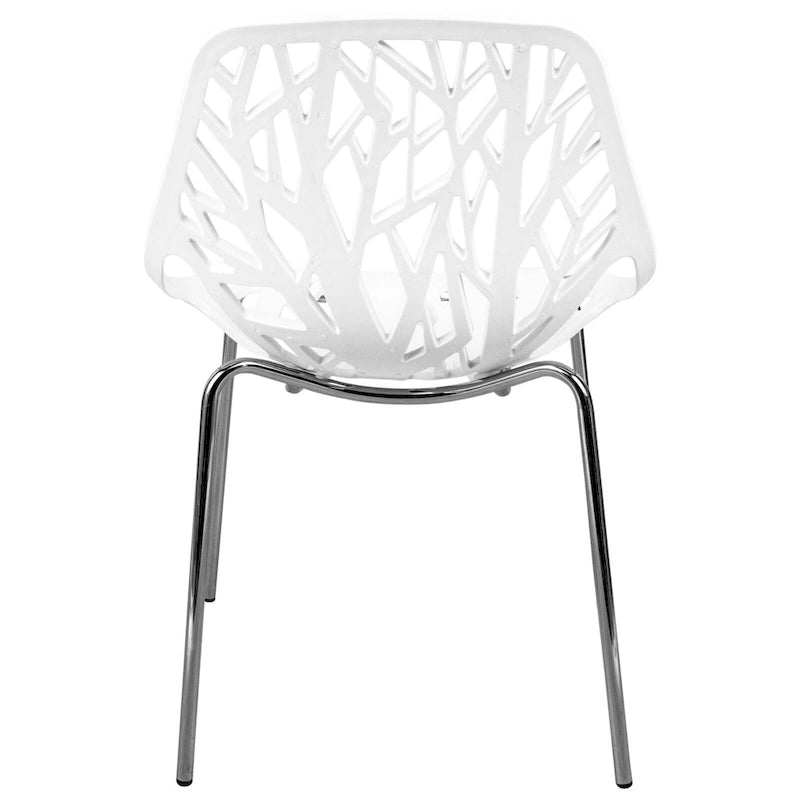 Stackable Modern Dining Chair with Cut-Out Backrest and Chrome Legs, Set of 2