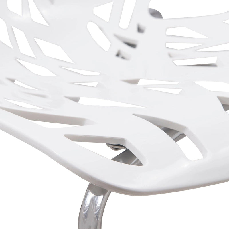 Stackable Modern Dining Chair with Cut-Out Backrest and Chrome Legs, Set of 2
