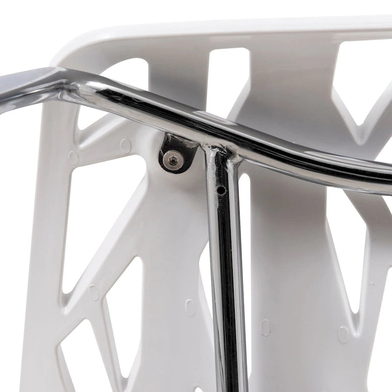Stackable Modern Dining Chair with Cut-Out Backrest and Chrome Legs, Set of 2