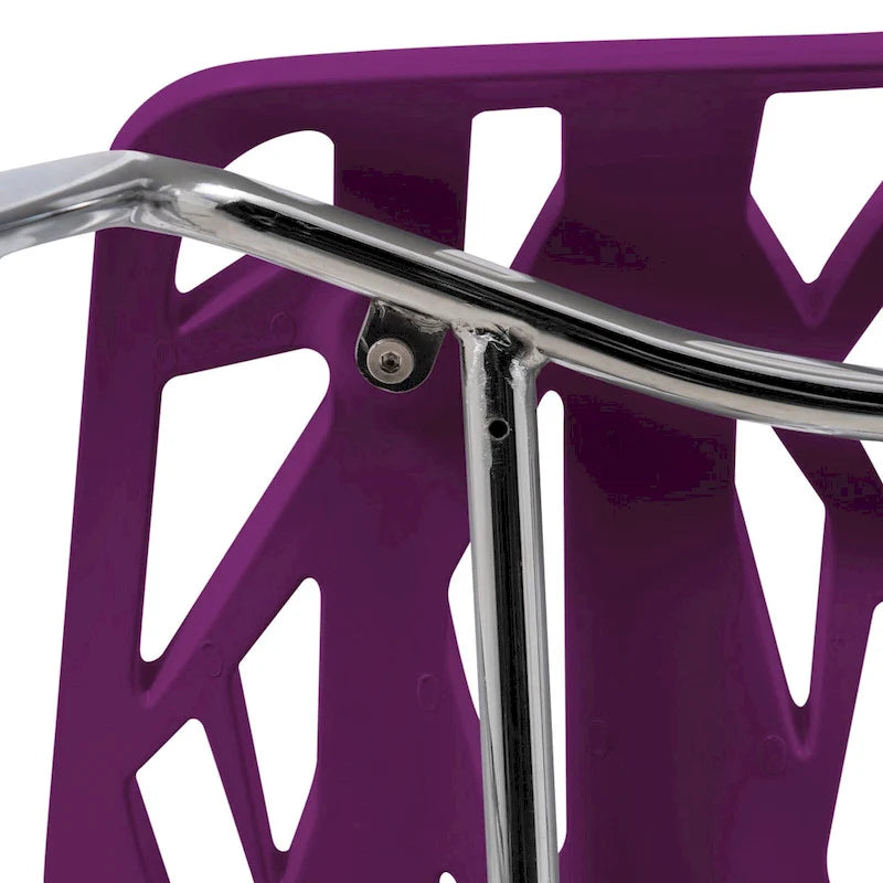 Stackable Modern Dining Chair with Cut-Out Backrest and Chrome Legs, Set of 2