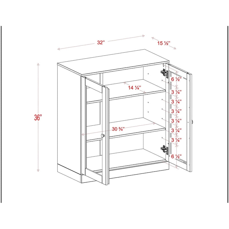 Palace Imports 100% Solid Wood 32 Bathroom Cabinet with Clear Glass Doors, 2-Drawers and Adjustable Shelves