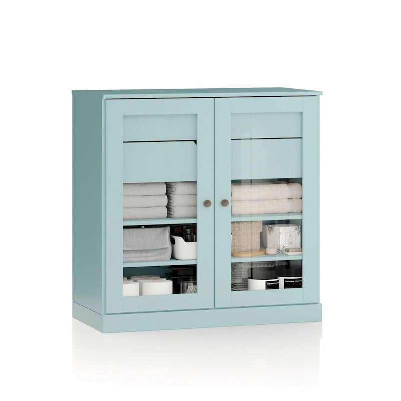Palace Imports 100% Solid Wood 32 Bathroom Cabinet with Clear Glass Doors, 2-Drawers and Adjustable Shelves