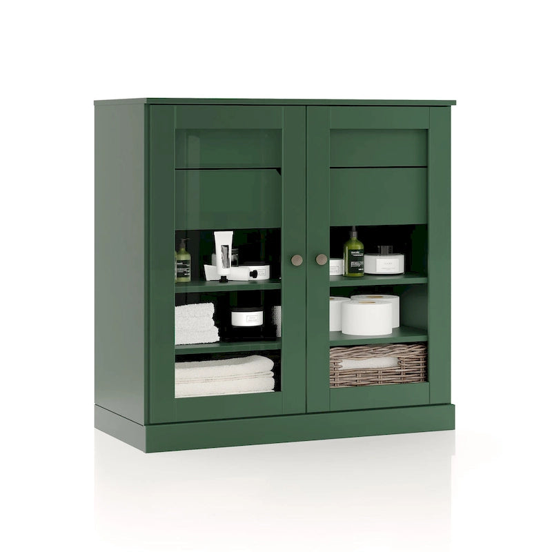 Palace Imports 100% Solid Wood 32 Bathroom Cabinet with Clear Glass Doors, 2-Drawers and Adjustable Shelves