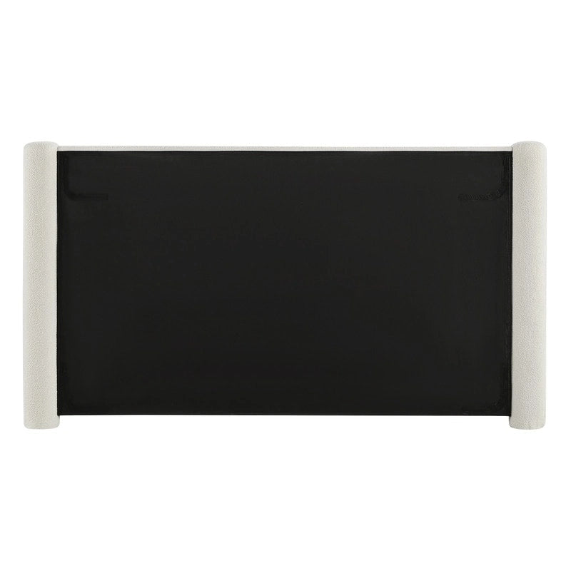 Upholstered Platform Bed Frame with Wide Headboard and Rounded Pillar Legs