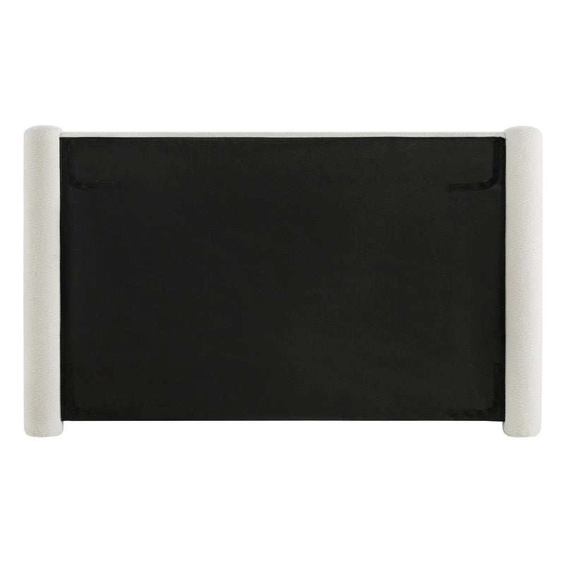 Upholstered Platform Bed Frame with Wide Headboard and Rounded Pillar Legs