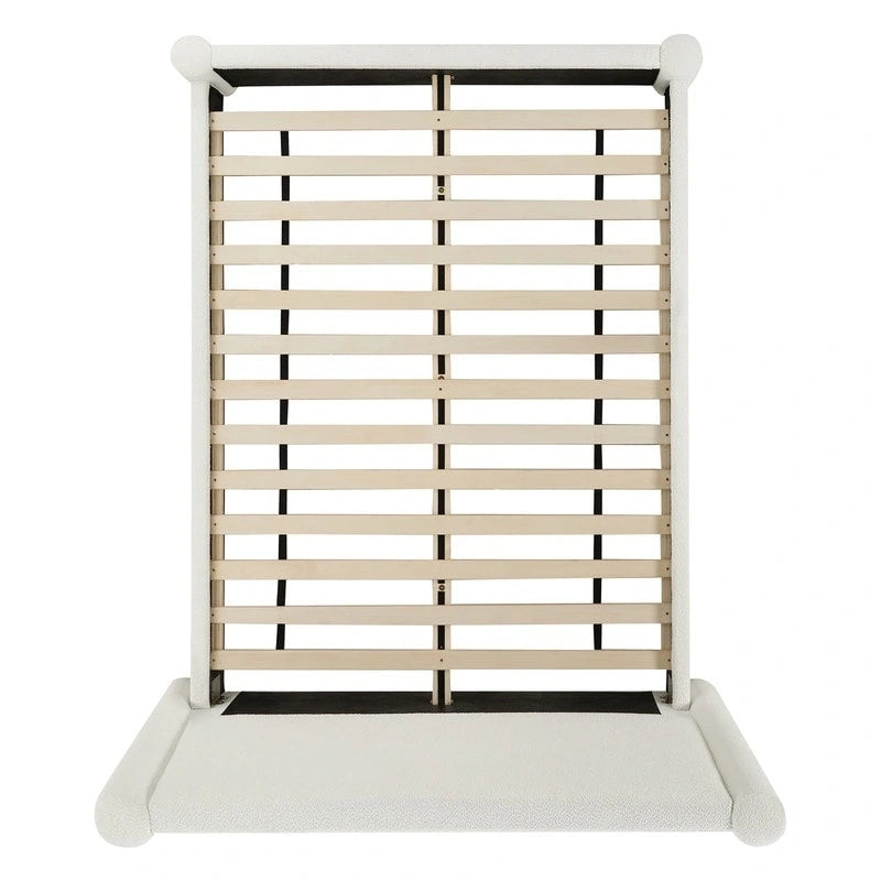 Upholstered Platform Bed Frame with Wide Headboard and Rounded Pillar Legs