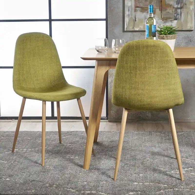 Mid-Century Upholstered Dining Chairs with Iron Legs, Set of 2