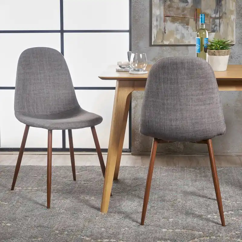 Mid-Century Upholstered Dining Chairs with Iron Legs, Set of 2