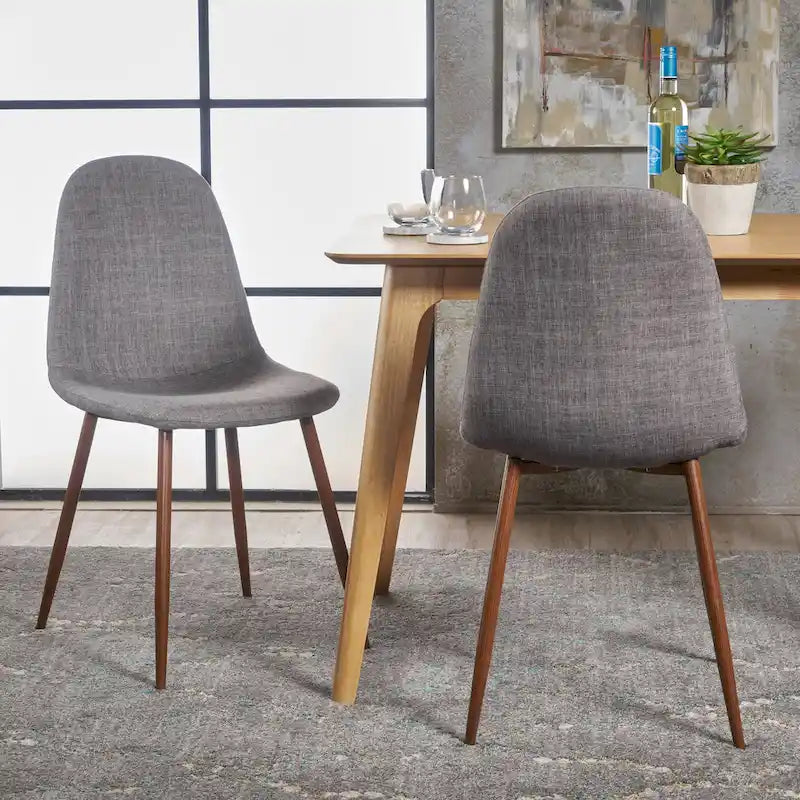 Mid-Century Upholstered Dining Chairs with Iron Legs, Set of 2