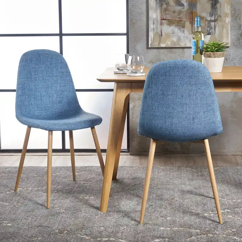 Mid-Century Upholstered Dining Chairs with Iron Legs, Set of 2