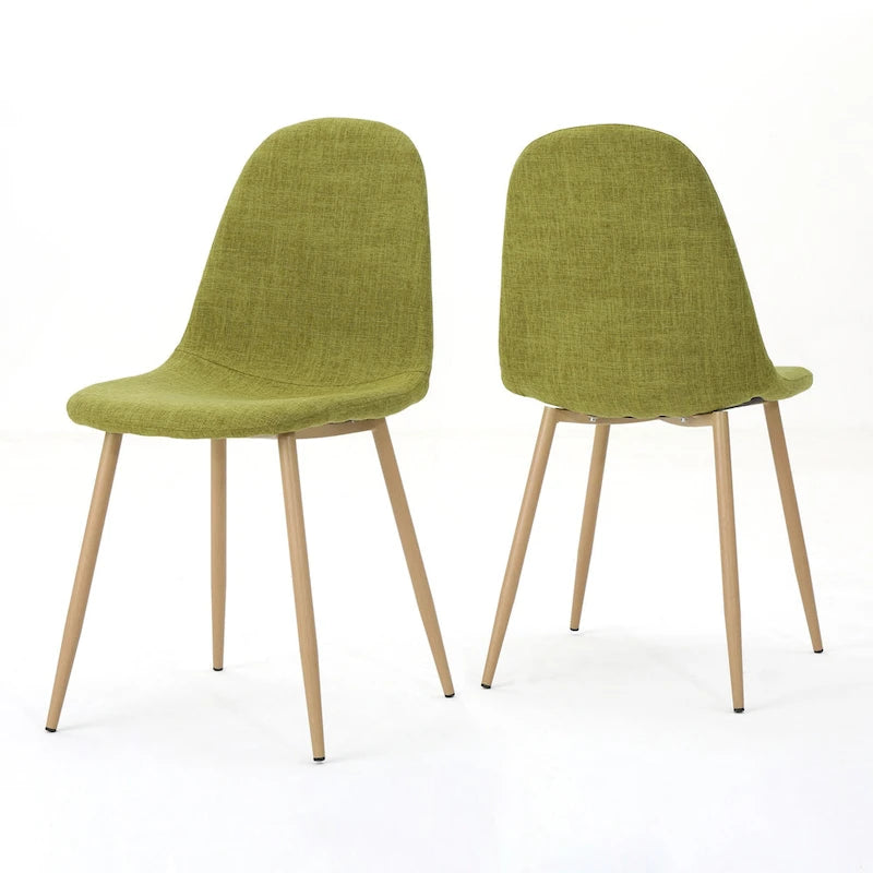 Mid-Century Upholstered Dining Chairs with Iron Legs, Set of 2