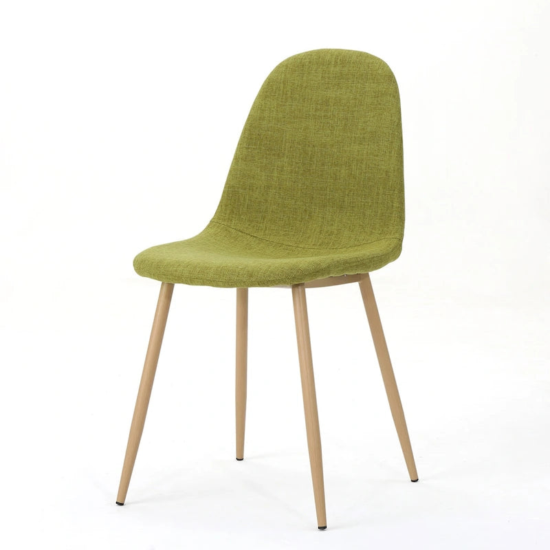 Mid-Century Upholstered Dining Chairs with Iron Legs, Set of 2