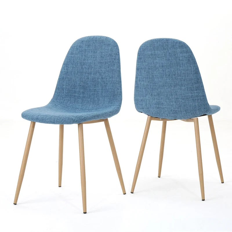Mid-Century Upholstered Dining Chairs with Iron Legs, Set of 2