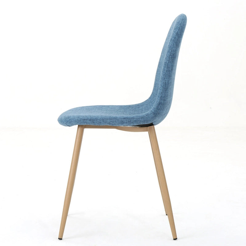Mid-Century Upholstered Dining Chairs with Iron Legs, Set of 2