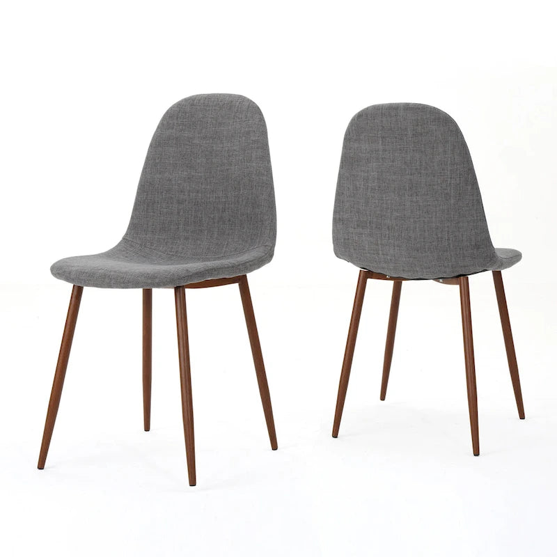 Mid-Century Upholstered Dining Chairs with Iron Legs, Set of 2