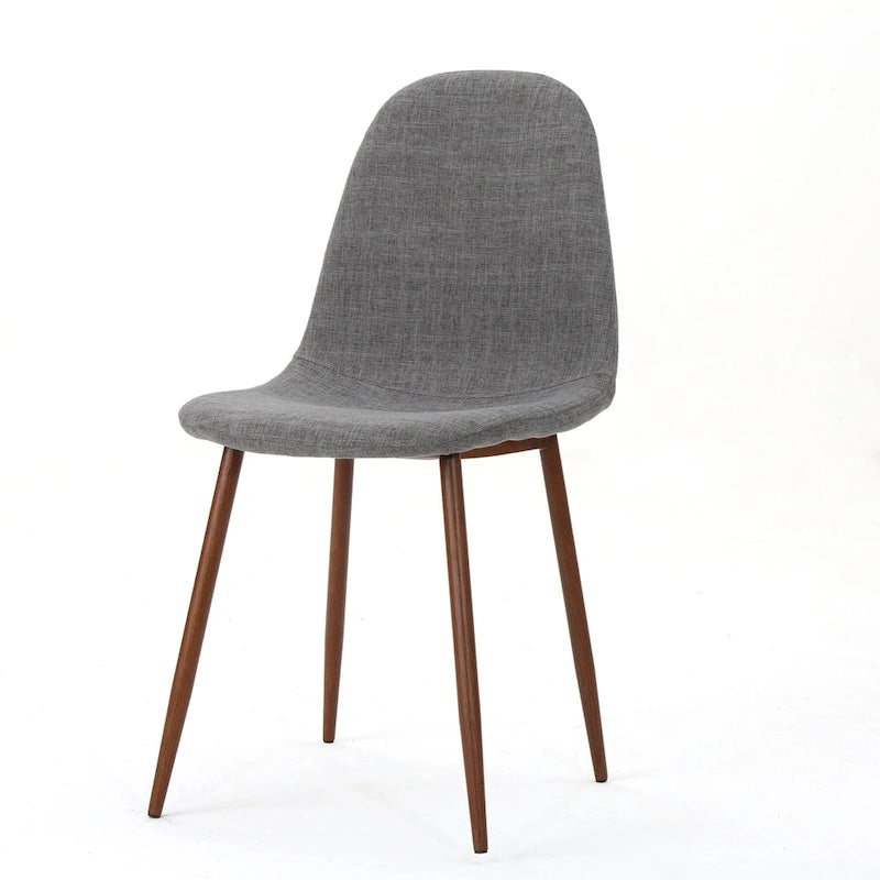 Mid-Century Upholstered Dining Chairs with Iron Legs, Set of 2