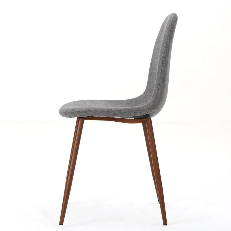 Mid-Century Upholstered Dining Chairs with Iron Legs, Set of 2