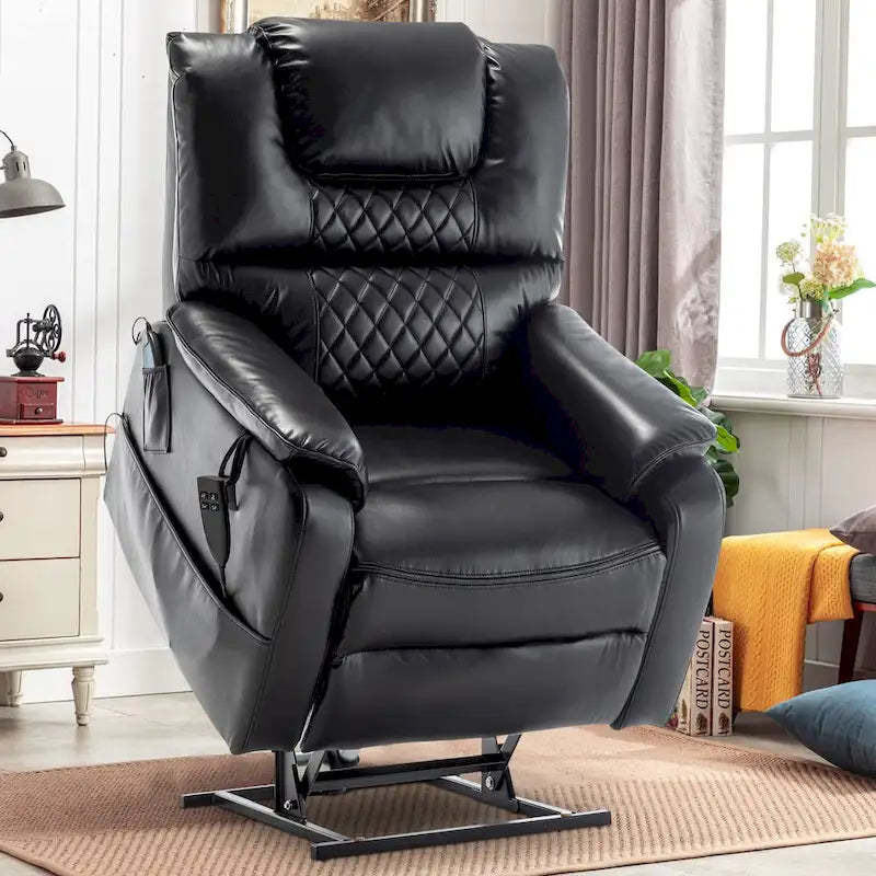 Electric Power Lift Recliner Chair with Heat, Massage and 180-Degree Flat Recline