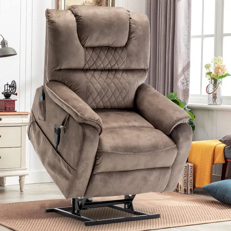 Electric Power Lift Recliner Chair with Heat, Massage and 180-Degree Flat Recline