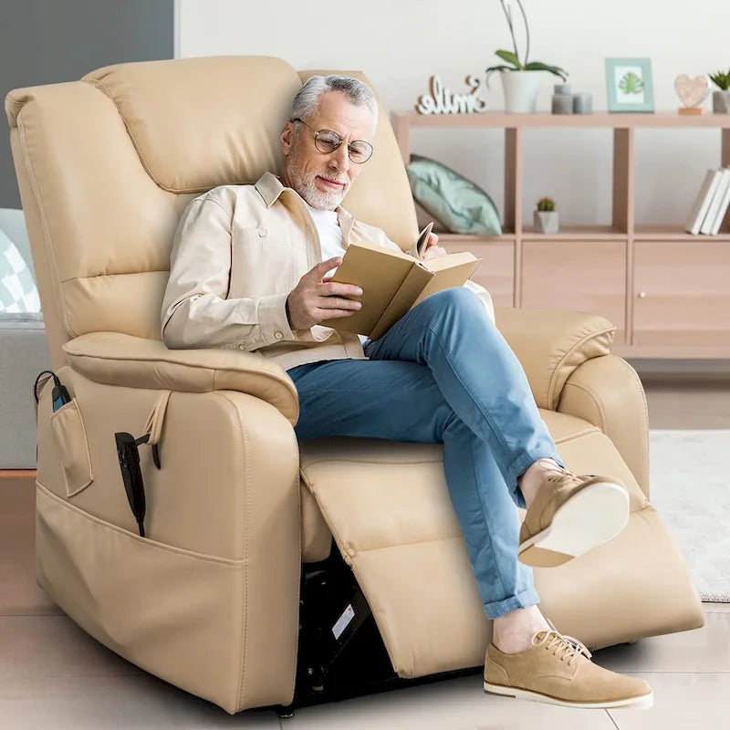 Electric Power Lift Recliner Chair with Heat, Massage and 180-Degree Flat Recline