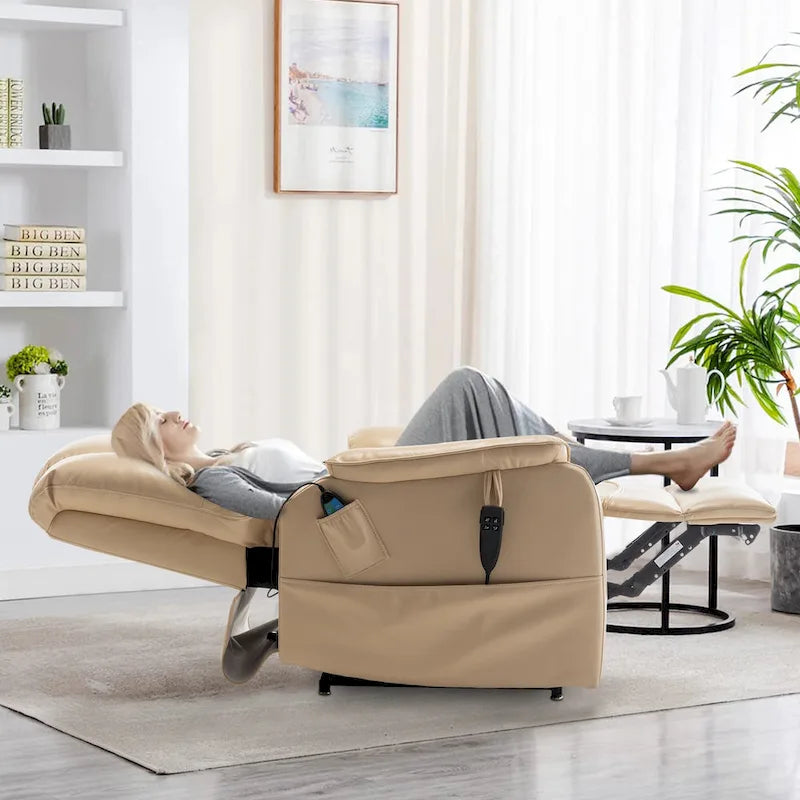Electric Power Lift Recliner Chair with Heat, Massage and 180-Degree Flat Recline