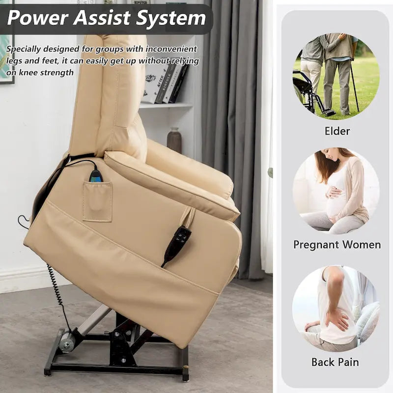 Electric Power Lift Recliner Chair with Heat, Massage and 180-Degree Flat Recline