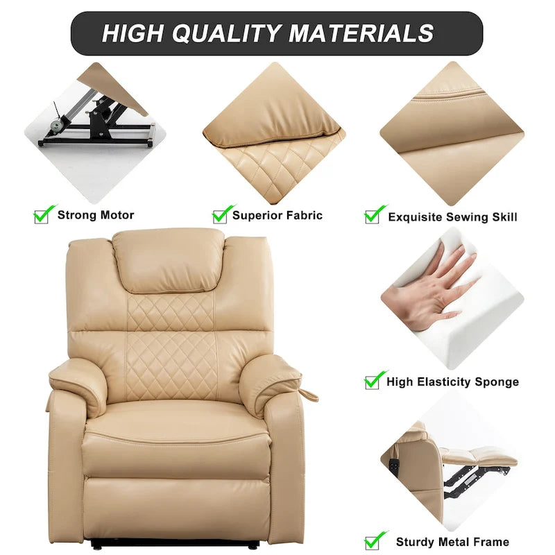 Electric Power Lift Recliner Chair with Heat, Massage and 180-Degree Flat Recline
