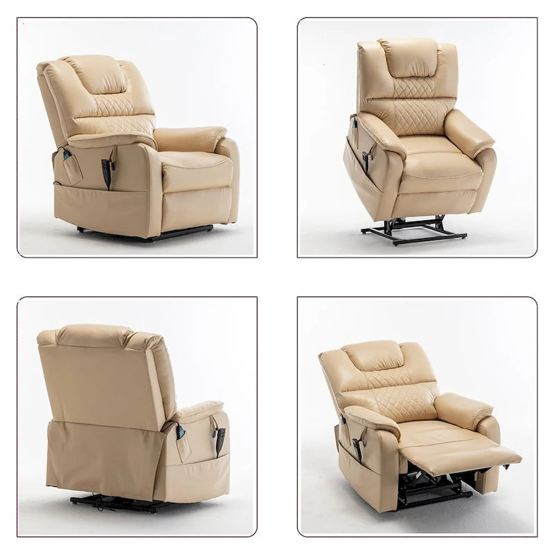 Electric Power Lift Recliner Chair with Heat, Massage and 180-Degree Flat Recline
