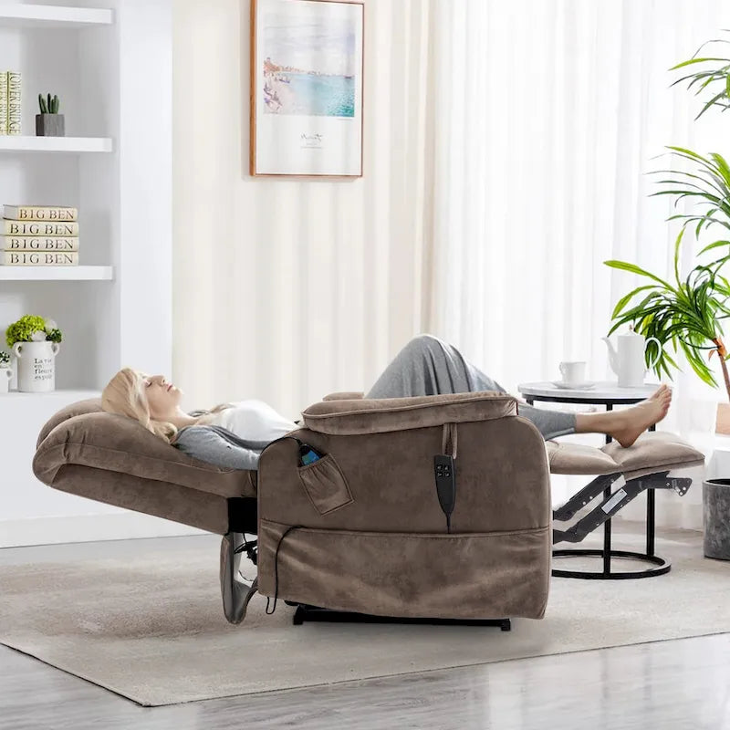 Electric Power Lift Recliner Chair with Heat, Massage and 180-Degree Flat Recline