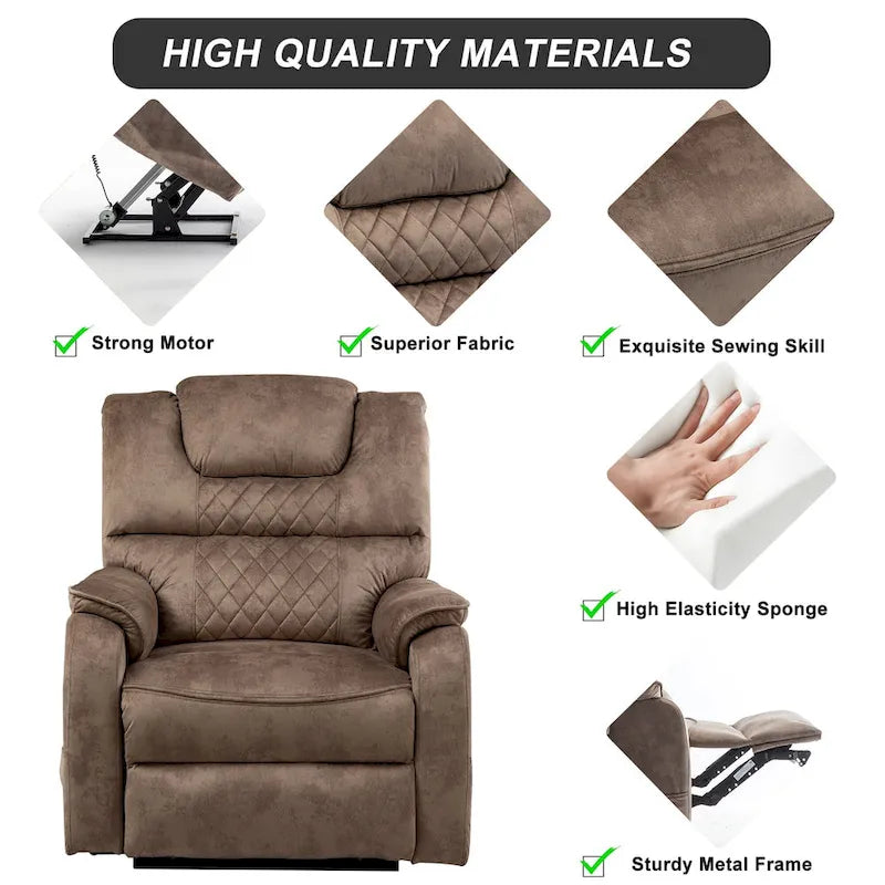 Electric Power Lift Recliner Chair with Heat, Massage and 180-Degree Flat Recline