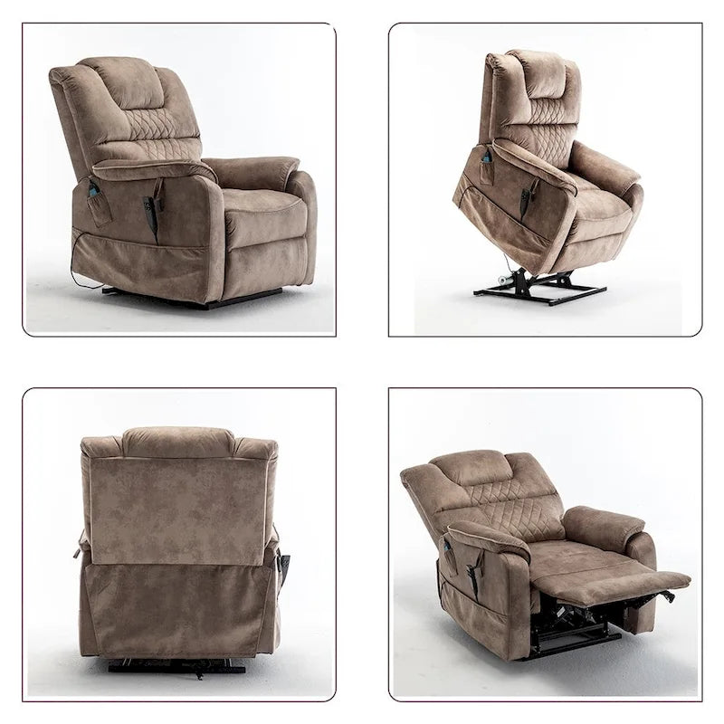 Electric Power Lift Recliner Chair with Heat, Massage and 180-Degree Flat Recline
