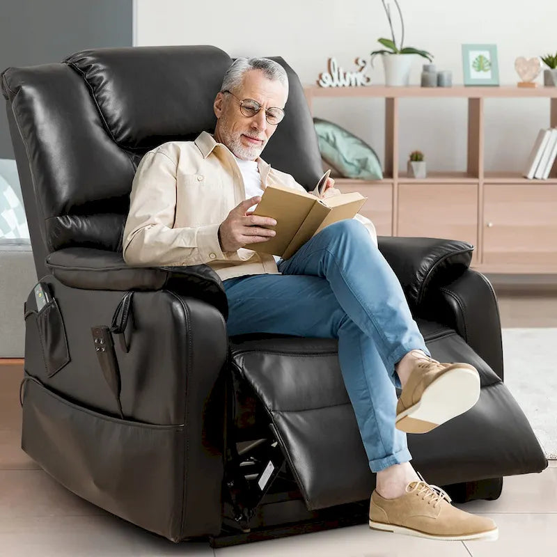 Electric Power Lift Recliner Chair with Heat, Massage and 180-Degree Flat Recline