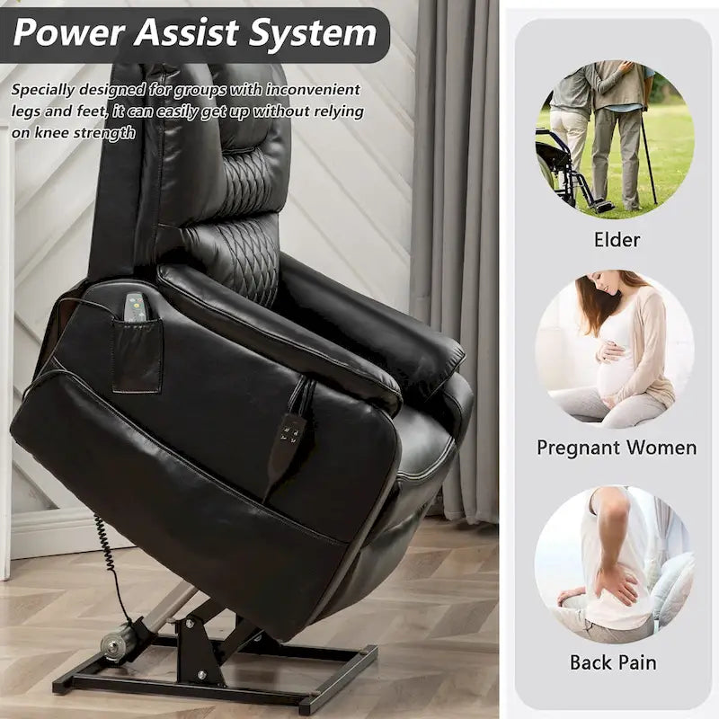 Electric Power Lift Recliner Chair with Heat, Massage and 180-Degree Flat Recline