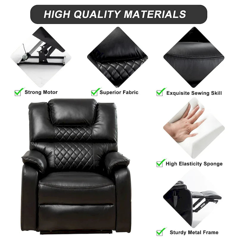 Electric Power Lift Recliner Chair with Heat, Massage and 180-Degree Flat Recline