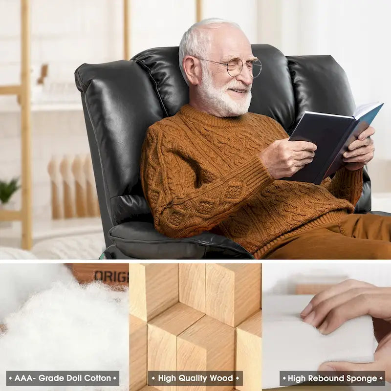 Electric Power Lift Recliner Chair with Heat, Massage and 180-Degree Flat Recline