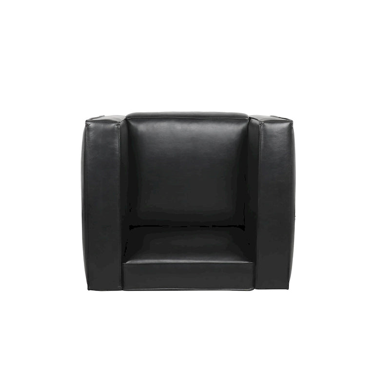Faux Leather Tuxedo Club Chair with Wood Legs, 39-Inch